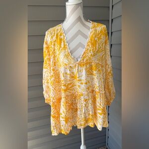 blue island lemon dress Blue Cotton Lemon Print Maxi Dress - All Dresses main image 1